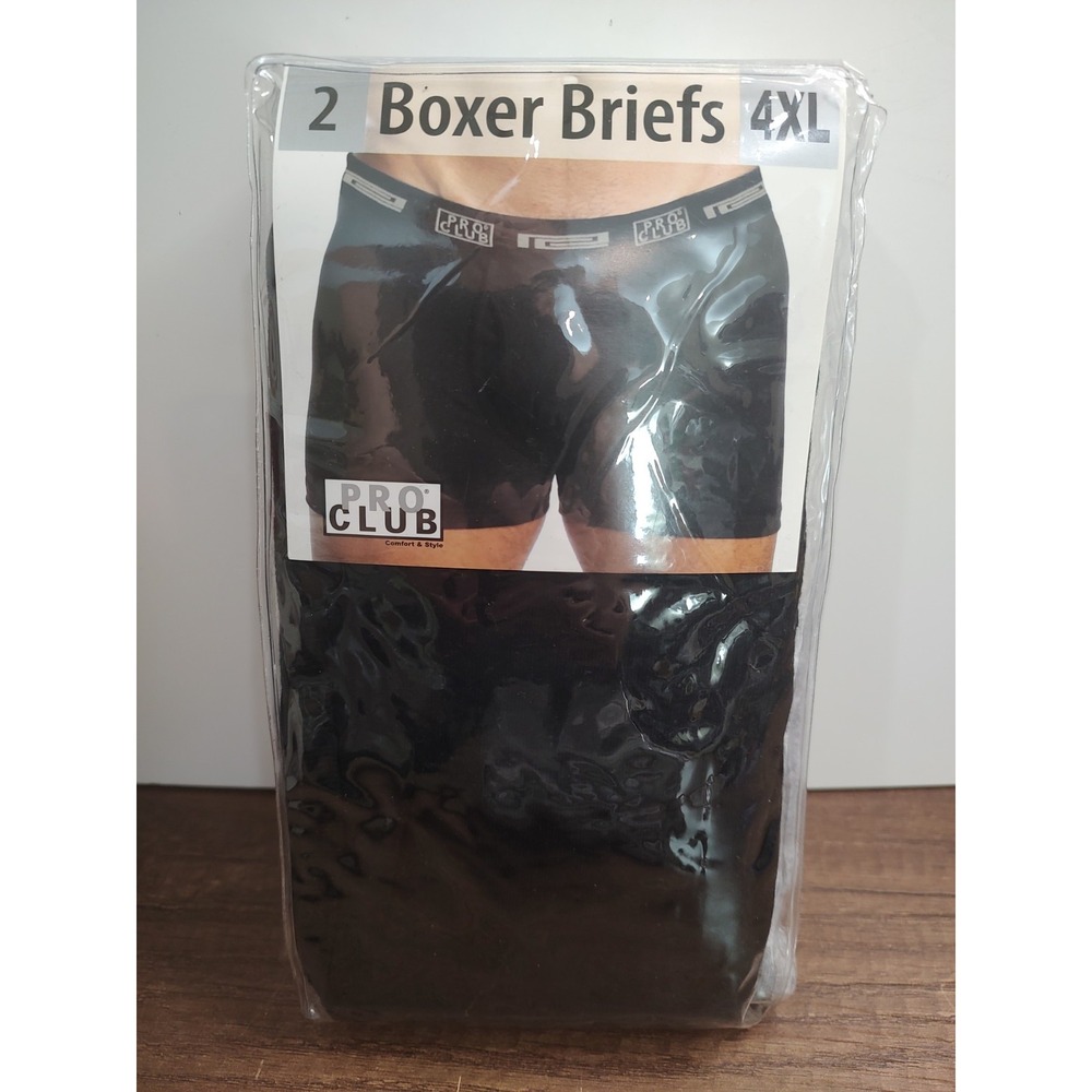 PRO CLUB MEN'S BOXER BRIEFS, 100% COTTON PACK OF 2 BRIEFS 4XL Black Gray V4